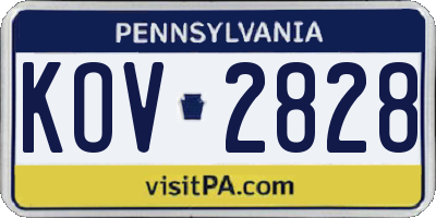 PA license plate KOV2828