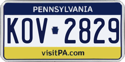 PA license plate KOV2829