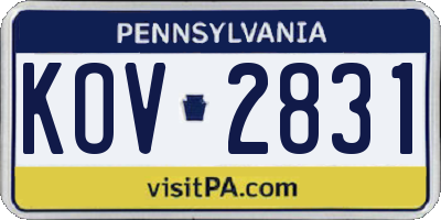 PA license plate KOV2831