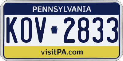 PA license plate KOV2833