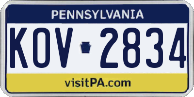 PA license plate KOV2834