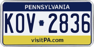 PA license plate KOV2836