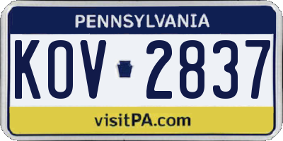 PA license plate KOV2837