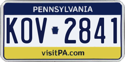 PA license plate KOV2841