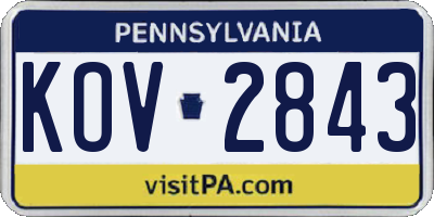 PA license plate KOV2843