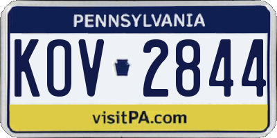 PA license plate KOV2844