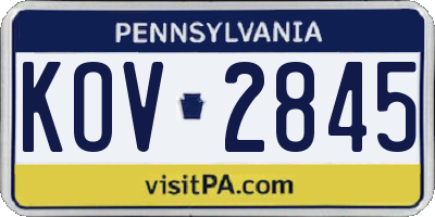 PA license plate KOV2845