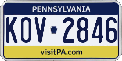 PA license plate KOV2846