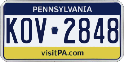 PA license plate KOV2848