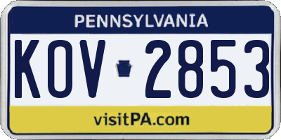 PA license plate KOV2853