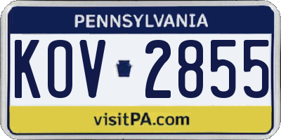 PA license plate KOV2855