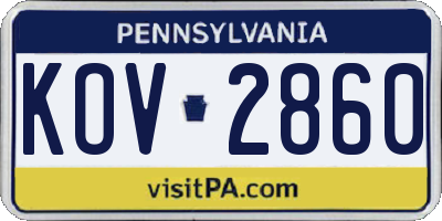 PA license plate KOV2860