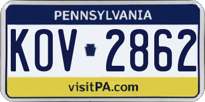 PA license plate KOV2862