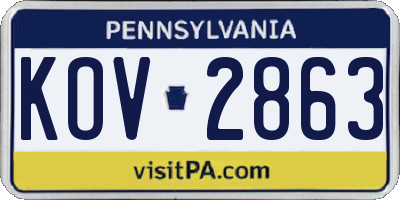 PA license plate KOV2863