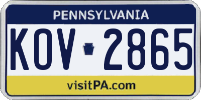 PA license plate KOV2865