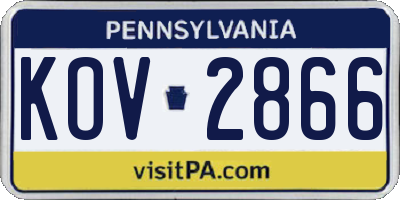 PA license plate KOV2866