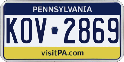PA license plate KOV2869