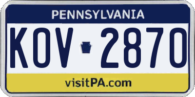 PA license plate KOV2870