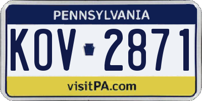 PA license plate KOV2871