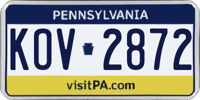 PA license plate KOV2872