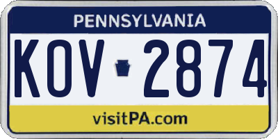 PA license plate KOV2874