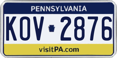 PA license plate KOV2876
