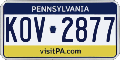 PA license plate KOV2877