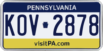 PA license plate KOV2878
