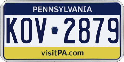 PA license plate KOV2879
