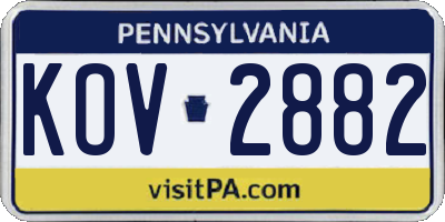 PA license plate KOV2882