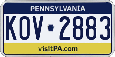 PA license plate KOV2883
