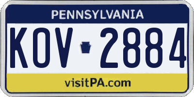 PA license plate KOV2884