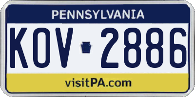 PA license plate KOV2886