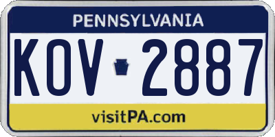PA license plate KOV2887