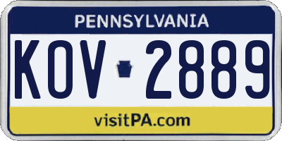 PA license plate KOV2889