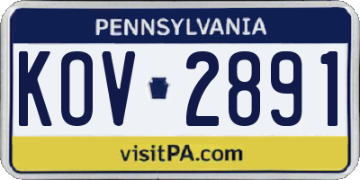PA license plate KOV2891