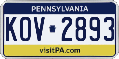 PA license plate KOV2893