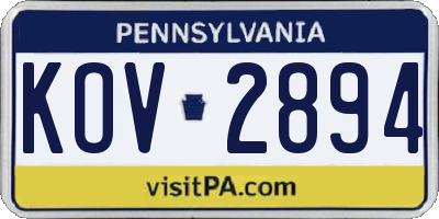 PA license plate KOV2894