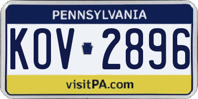 PA license plate KOV2896