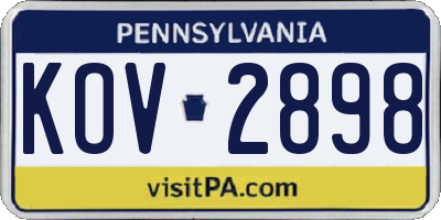 PA license plate KOV2898