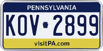 PA license plate KOV2899