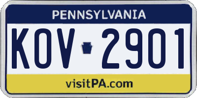 PA license plate KOV2901