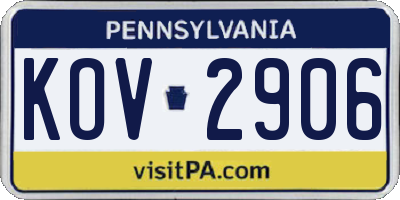 PA license plate KOV2906