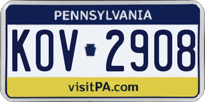 PA license plate KOV2908
