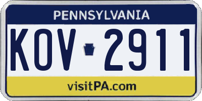 PA license plate KOV2911