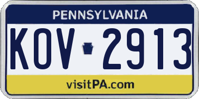 PA license plate KOV2913