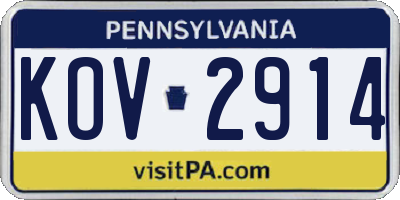 PA license plate KOV2914