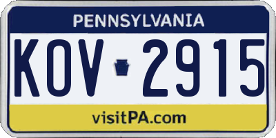 PA license plate KOV2915
