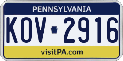 PA license plate KOV2916