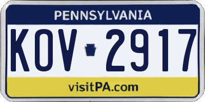 PA license plate KOV2917